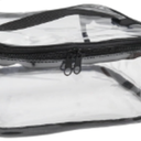 1 Pcs Portable Clear Makeup Bag, Transparent Black Border PVC Zipper Travel Storage Pouch With Handle, Waterproof Cosmetic Toiletry Bag Small Foldable Storage Pouch