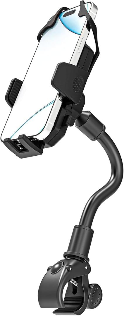 Charchendo Phone Holder for Camping Chair [Secure Non-Slip], Grab Handle Phone Mount with 360 Adjustable Gooseneck Arm, Fit for iPhone 17 16 15 14 Pro Plus Max Mini and 4-7" Phones with Thick Cases