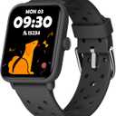 BIGGERFIVE Smart Watch for Kids Without APP, Fitness Tracker Watch Pedometer, Heart Rate, 5ATM Waterproof, Sleep Monitor, Calorie Step Counter, Games, Alarm Clock for Boys Girls 5-14, Porous Black