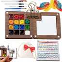 2026 New Watercolor Kit, Mini Watercolor Paint Set, Pocket Watercolor Set with Paint, Brush,bag, Sketchbook & Copper Clip, Travel Kit for Beginners, Artists & Painting Enthusiasts(Walnu -15 Grids)