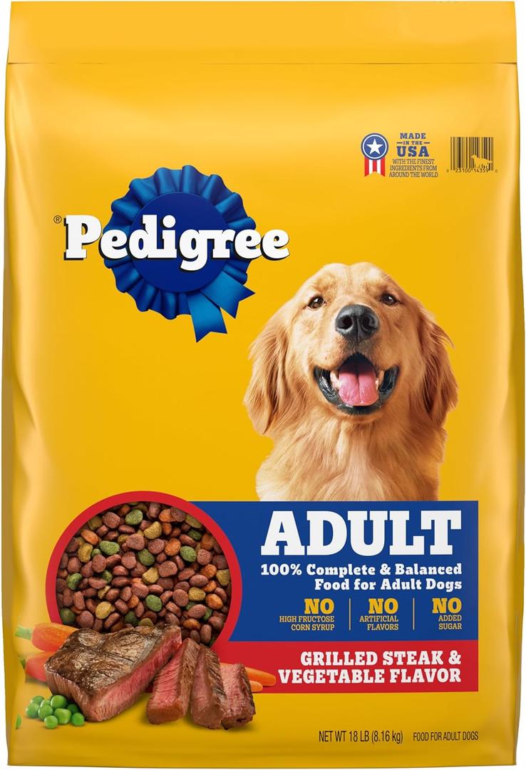 Pedigree Complete Nutrition Adult Dry Dog Food, Grilled Steak & Vegetable Flavor, 18 lb. Bag (18 Pound (Pack of 1))