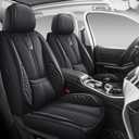 Car Seat Covers Full Set, Black Seat Cover for Cars Compatible Airbag, Easy Install Luxury Leather Automotive Seat Covers with Lumbar Support, for Car, Truck, SUV, Black