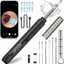 Ear Wax Removal Tool Camera, Ear Cleaner with Camera, Ear Scope, Earwax Removal Kit with Otoscope, Ear Canel Cleaning 6 LED Lights 12 Ear Pickers, 1296P HD Black