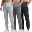 Real Essentials 3 Pack: Men's Tricot Active Athletic Jogger - Running Sweatpants Workout Gym with Pockets (Big & Tall) (X-Large)
