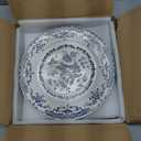 Dinner Plates, Ceramic Plates Set of 6, Kitchen Plates Microwave Safe, White Plate Dessert Blue Floral Plate Porcelain (Blue Rose, 10.5 inch)