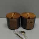 Salt and Pepper Bowl, Ceramic Salt Containers for Countertop, Salt and Pepper Cellar with Lid and Spoons, Black (Set of 2)