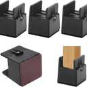 SEISSO Bed Risers Furniture Risers, 2 Inch Bed Support Legs with Adjustable Screw Clamp, Support up to 1000 lbs, Heavy Duty Bed Risers Table Leg Extenders for Desk, Couch, Chair (4 Pack) (Black)