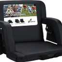 Sportneer Stadium Seats with Back Support: 2.5'' Thick Comfy Cushion 6 Adjustable Angle Bleacher Seat with Armrest - 2 Large Pockets, 2 Cup Holders Stadium Chair for Sport Events Concerts Parks (Extra Wide - 24", Black)