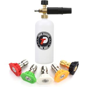 Tool Daily Foam Cannon with 1/4 Inch Quick Connector, 1 Liter, 4 Pressure Washer Nozzle Tips