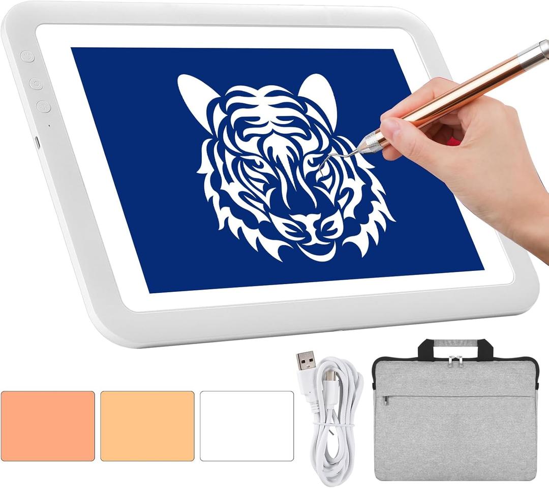 Rechargeable A3 LED Light Box with Carry Bag, elice Wireless Lightbox Drawing Light Table Light Pad Light Copy Board for Artist Sketching, Up to 6670 Lux Super Bright Lightpad for Cricut Weeding Vinyl