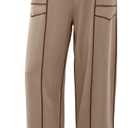 Womens Linen Barrel Pants Baggy Wide Leg Palazzo Pants Casual | Drawstring Waist, with Pockets, Lounge (S)