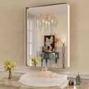 WEER 22X30 Inch Brushed Nickel Bathroom Mirror, Brushed Silver Metal Frame Mirror, Rounded Rectangle Silver Bathroom Vanity Mirror, Tempered Glass, Anti-Rust, Hangs Horizontally or Vertically