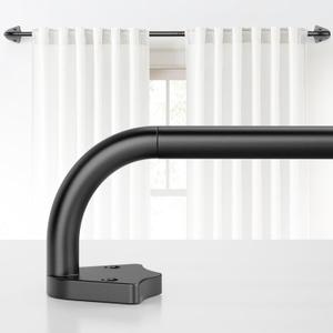 Blackout Curtain Rods for Windows 36"-48", 5/8 inch Small Matte Black Wrap Around Curtain Rod Curved Room Darkening Single Window Rod for Bedroom Kitchen(36"-48")