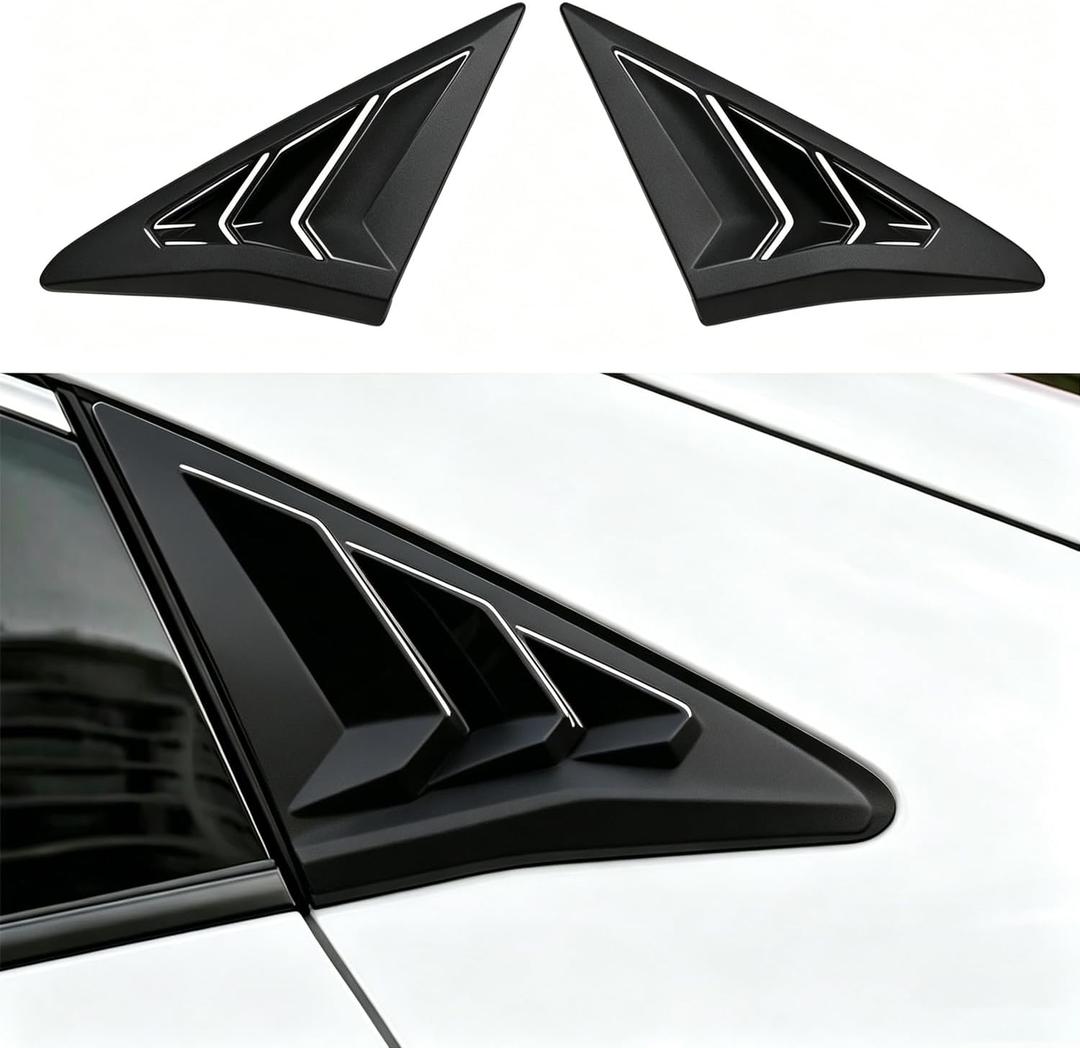 Rear Side Window Louvers for 10th Gen Civic Hatchabck Type R, Compatible with Honda Civic 2016-2021 Accessories, Exterior Rear Side Window Louvers Air Vent Scoop Shades Cover Blinds-Matt Black