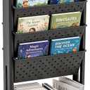 BYFU 5-Tier Movable Bookshelf Cart, Rolling File Paper Storage Organizer Mobile Bookcase with Wheels for Home Office Study Classroom, Black