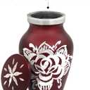 THE CURATOR Red Rose Urn for Ashes - Mini Ash Small Urn with Free Premium Velvet Box & Bag - Keepsake Urn Perfect for Adults & Infants - Cremation Urns for Ashes