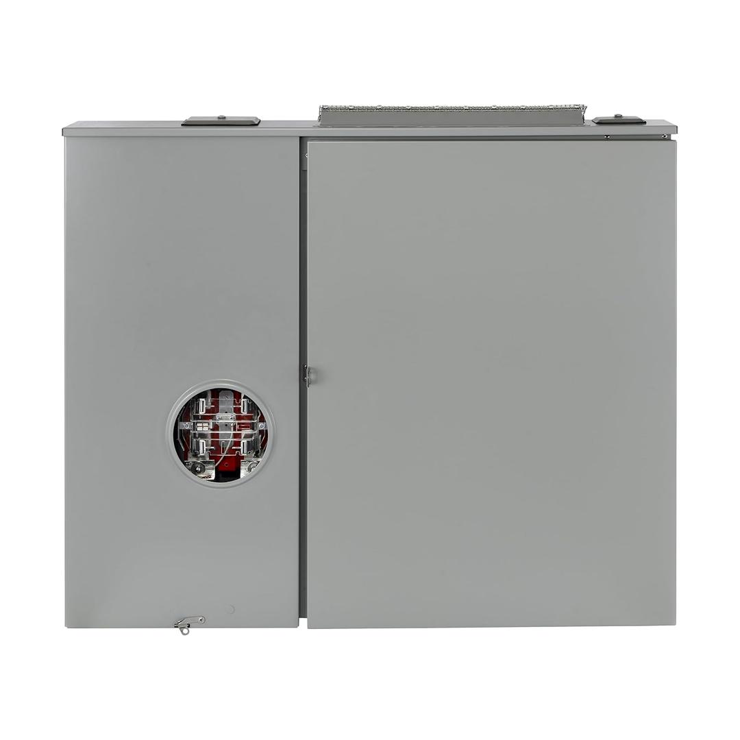 Leviton 400A Outdoor Meter Main Combo, 12 Spaces, Ringless with Lever Bypass, Removable 5th Jaw Installed, LS140-S5D