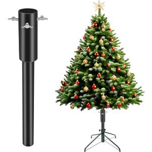 14.8" Christmas Tree Height Extender with 3 Fixing Screws, Christmas Tree Riser Fit 0.5-1.57 Inch Tree Poles, Make Xmas Tree Taller for 4.5Ft to 6.5Ft Artificial Trees Xmas Seasonal Indoor Decor, Black