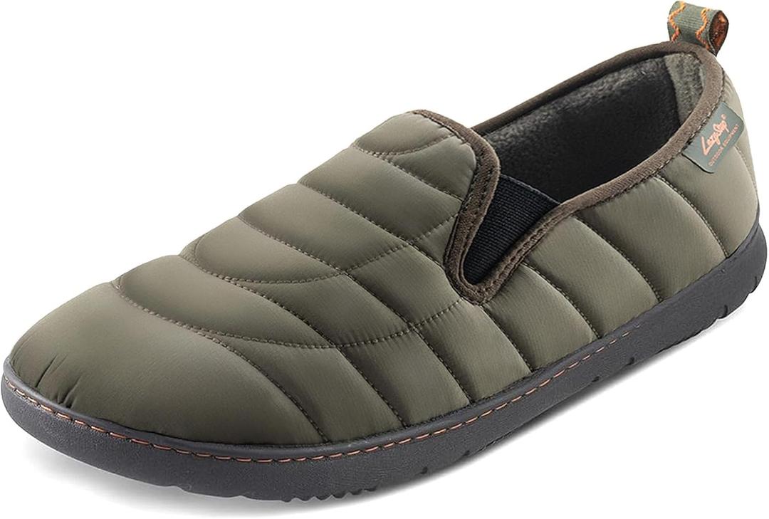 LazyStep Men's Loafer Slippers with Memory Foam and Indoor Outdoor House Shoes (8.5, Olive)