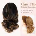 Wavy Claw Clip Ponytail Extension 14 Inch Clip in Ponytail Hair Extensions Clip on Hair Extensions For Women Curly Pony tails (#3 Golden Highlights with Dark Brown)