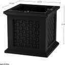 Rattan Style Outdoor Planter Box - 14.65-Inch-Square Decorative Flower or Plant Pot - Garden, Patio and Front Porch Decor by Pure Garden (Black)