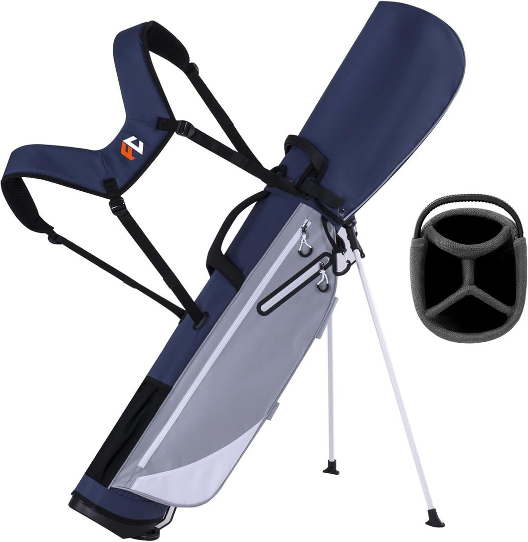 Lightweight Golf Stand Bag, 4-Way Full-Length Dividers, Holds Up to 10 Clubs, 3.7 lbs Golf Bag with Dual Straps & Stand for Driving Range, Par 3, and Standard Courses (Navy)