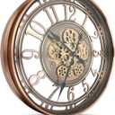 DORBOKER Real Moving Gears Wall Clock Large Modern Metal Clocks for Living Room Decor, Industrial Steampunk Unique Vintage Rustic Decorative Clock for Home Farmhouse Office, 21 Inch Red Copper Arabic