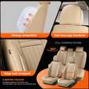 Universal 5-Seater Waterproof Breathable Nappa Leather Car Seat Covers Full Set, Fit for Front Rear Seats, Compatible with Hy-undai Sonata, To-yota Camry, Fo-rd F-150, Fit Most Sedans SUV Beige