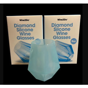 Wine2Go Diamond Silicone Wine Glasses 9oz Pack of 2