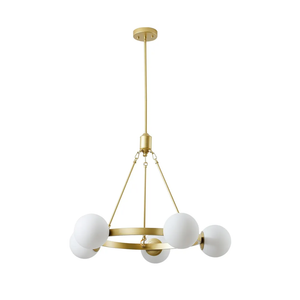 Aufrichting 5-Light Globe Chandelier Mid Century Gold Chandeliers,Modern Globe Round Pendant Light Fixture for Dining Room Over Table,Sputnik Pendant Light Fixture for Living Room Foyer Bedroom