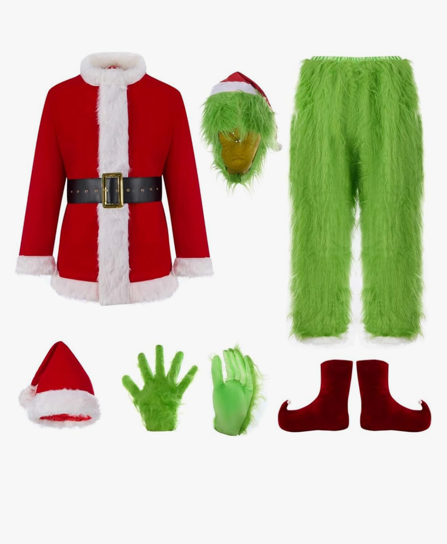 7PCS Christmas Costumes-Adult Furry Christmas Cosplay Costume Santa Outfit Sets