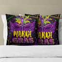 Mardi Gras Purple Pillowcovers 18X18 Inch Masquerade Beads Pillows Set of 2 Happy Mardi Gras Throw Pillows Case Farmhouse Square Cushion Covers Decor for Holiday Outdoor Sofa Couch