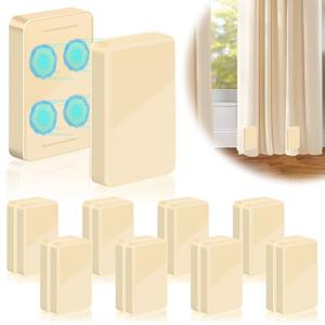 16 Pcs Outdoor Curtain Weights, 8 Pairs Upgrade to Heavier Magnetic Drapery Weights, Plastic Wrapped Waterproof Curtain Magnets for Home Decor, Tablecloth, Patio, Shower, Outside Curtains-Beige