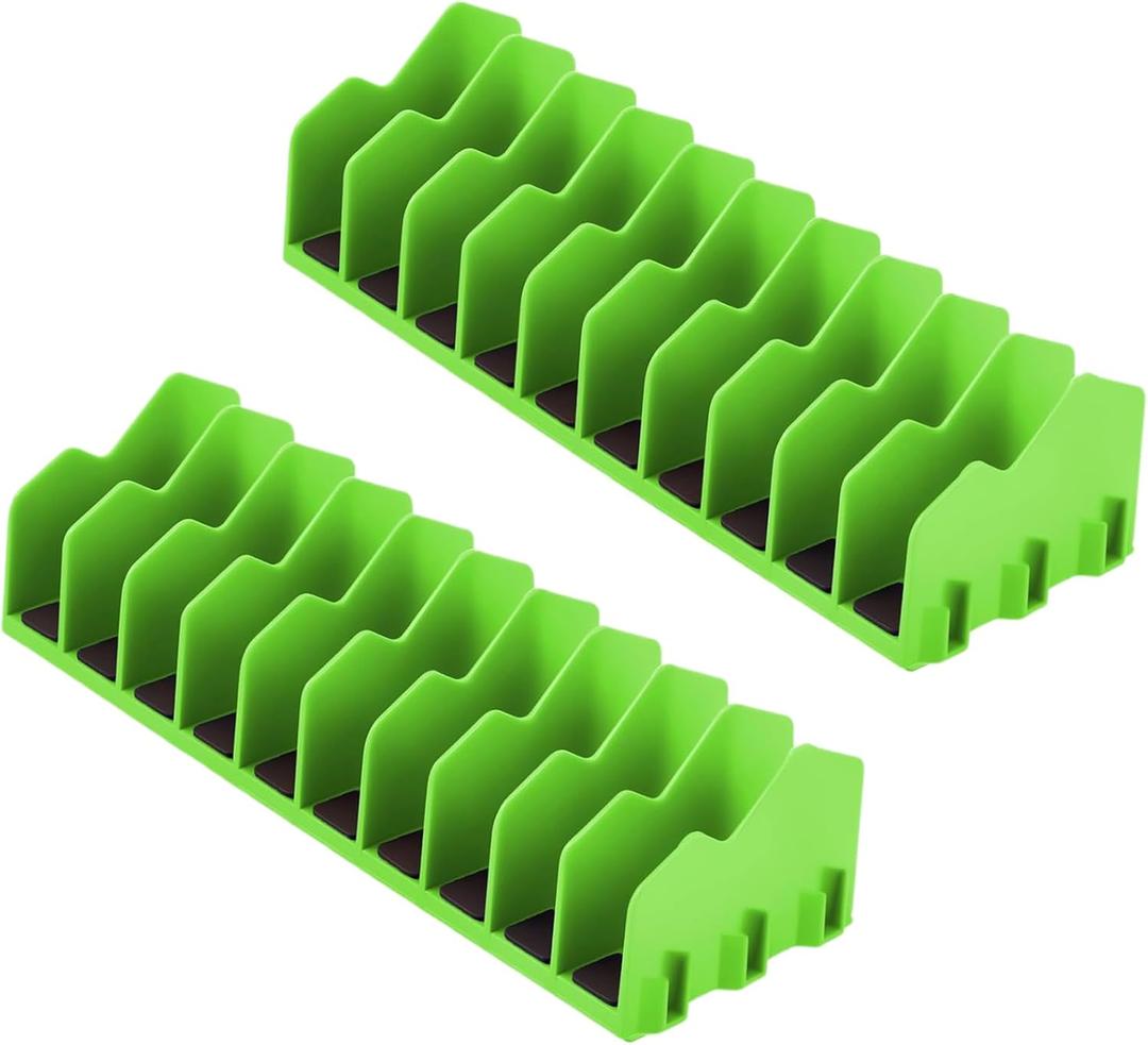 Plier Organizer Rack, 10-Slot Pliers Cutters Holder with Non-Slip Rubber Base, Toolbox Drawer Organizer for Tool Box Drawe (2, Green)