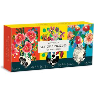 Galison Kitty McCall Puzzle Set, Includes 3 Coordinating 120Piece Puzzles, 5.5” x 8” Each – Art Puzzle with Illustrations with Vibrant Colors, Thick Sturdy Pieces, Challenging Family Activity