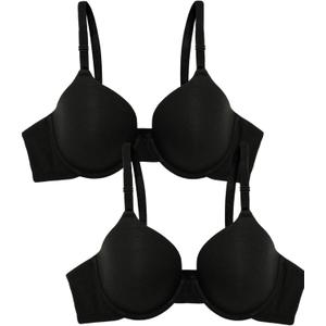 Fruit of the Loom Women's Smooth Cotton T-Shirt Bra Pack - Ultra-Soft, Flexible, and Invisible Under Tees (36C, Black Hue/Black Hue)