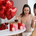 6 Pcs Valentine's Day Flameless Candles LED Flameless Pillar Candles Wax LED Fake Candle with Remote and Timer Flickering H 4" 5" 6" for Home Table Dating Wedding Party (White,Pink,Red)