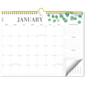 Aesthetic Wall Calendar 2025-2026, 17 Monthly Horizontal Hanging Calendar with Julian Dates from August 2025 to December 2026, 14.5" x 11.5" Minimalist Modern & Simple Paper Wall Calendar for School, Home, Office (Green), Pack Of 7