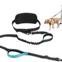 Hands Free Large Dog Leash, 6-8 FT Bungee Leash with Waist Belt for Dog Up to 150 lbs, Running Walking Jogging