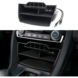 Thenice for 10th Gen Civic Central Console Storage Box Coins Trays Cards Organizer with USB Extension Cable Compatible with Honda Civic 2016 2017 2018 2019 2020 2021