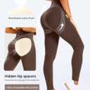 Women's Butt Lifting Leggings Hidden Scrunch Butt Lifting Leggings Seamless High Waisted Workout Yoga Pants (Brown, M)