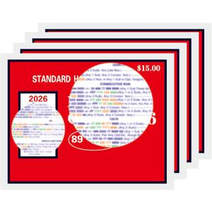 4 x Mahjong Cards 2026, 4-Pack Large Print Mah Jong Cards, Mahjong Game Aid for Practice, Travel, Club Play and Family Game Night