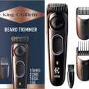 King C. Gillette Cordless Beard Trimmer for Men, Kit includes 1 Trimmer, 3 Interchangeable Combs, 1 Cleaning Brush, 1 Charger, 1 Travel Bag, BLUE