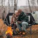 Nice C Heated Camping Chair with Battery, Outdoor Heated Folding Bench, Double Padded Loveseat for Adults, Camping Couch, with Cooler Bag, 2 Power Banks Included (Black&Grey), 55 inches x 17.3 inches x 35.6 inches