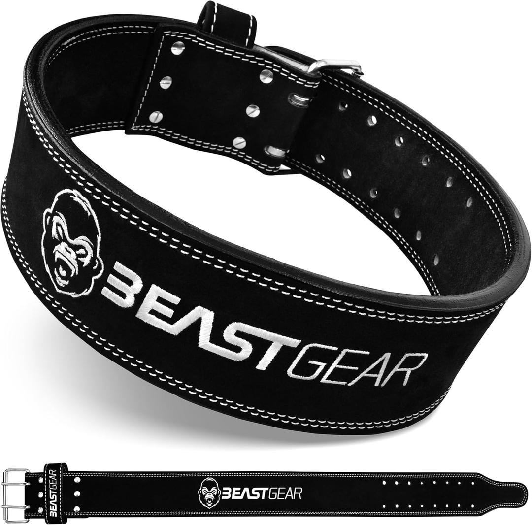 Beast Gear Weight Lifting Belt - Leather Power Lifting Belt for Men10mm Thick Weightlifting Belt for Deadlifts, Back Support Squats Belts for Powerlifting, Crossfit Gym Belt for Men Women (XL)