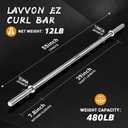 55" Weight Lifting Bar, 1" Standard Straight Barbell Bars for Weight lifting, Olympic Barbell Bar for Bench Press/Hip Thrusts/Squats/Lunges for Gym and Home, 2 Star Star-nuts (480lb Weight Capacity)