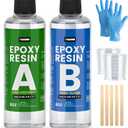 TAKIMO 16OZ Crystal Clear Epoxy Resin Kit - 1:1 Mixing Ratio, Bubble Free & Anti-Yellowing - High Gloss Casting & Coating Resin for Jewelry, River Tables, Bar Top, Countertops & Wood - Heat Resistant