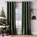 MIULEE Velvet Curtains Olive Green Elegant Grommet Curtain Thermal Insulated Soundproof Room Darkening Curtains/Drapes for Classical Living Room Bedroom Decor 52 x 84 Inch Set of 2