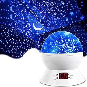 Kids Star Projector Night Light, Star Night Light Projector for Kids, Ceiling Stars Projection Lamp with Timer, 360° Rotating Night Light for Bedroom, Birthday Gift for 3 4 5 Year Old Girls Boys, White
