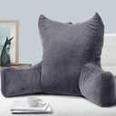 Neustern Reading Pillow for Sitting in Bed Adult, Back Pillow for Bed Shredded Memory Foam Chair Pillow with Arms and Pockets, Backrest and Support with Washable Cover for Watching TV/Gaming/Relaxing